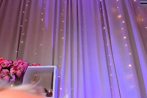 Blonde teen in solo action with her pussy