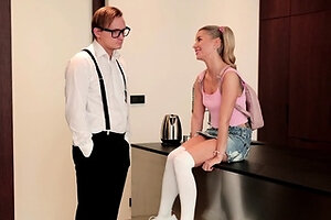 Petite Lucky Bee fucked hard by stepdad