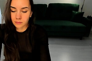 Teen Latin brunette enjoys sexy chat masturbation