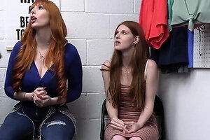 Redhead MILF and cute shoplifter teen