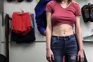 Skinny teen caught stealing and fucked
