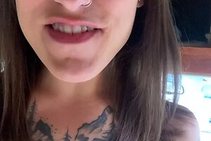 Small titted brunette teen fingering on the bed