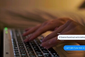 Teen blowjob for her boyfriend from horny brunette