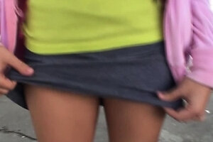 Sexy brunette teen outdoor masturbation