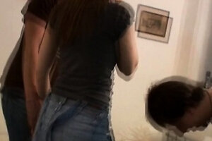 Spicy brunette girlie Abigaile Johnson and huge cock