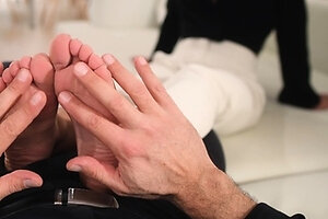 Black Angel in a raunchy POV footjob and pussy fuck scene