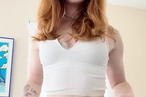 Redhead Nerdy Teen With hairy pussy Masturbating