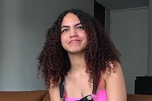 Young latina MILF throat gag on casting