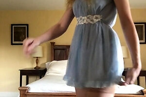 Masturbating busty blonde teen on couch with big toys