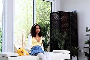 Fantastic busty Latina teen meets big dick on casting