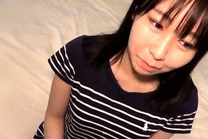 Small titted asian beauty giving blowjob