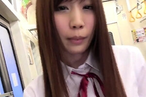 Japanese Teen On The Public Train