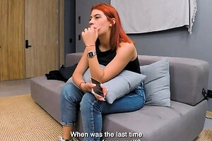 Small tits redhead teen sucks big cock