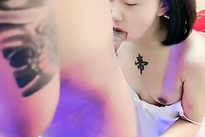 Japanese teen blowjob with creamy mustache